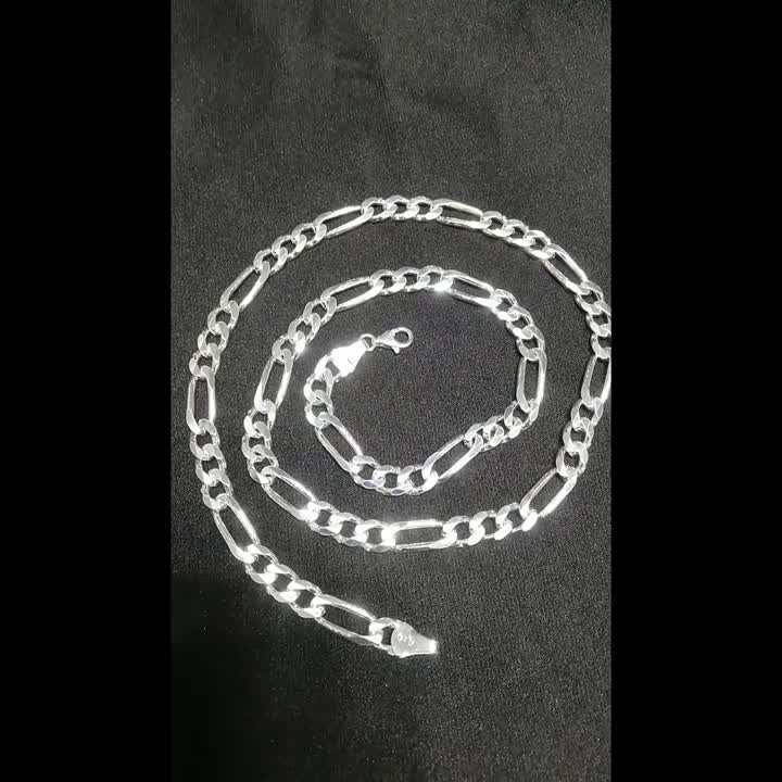 Stylish 925 Sterling Silver Figaro Chain Necklace